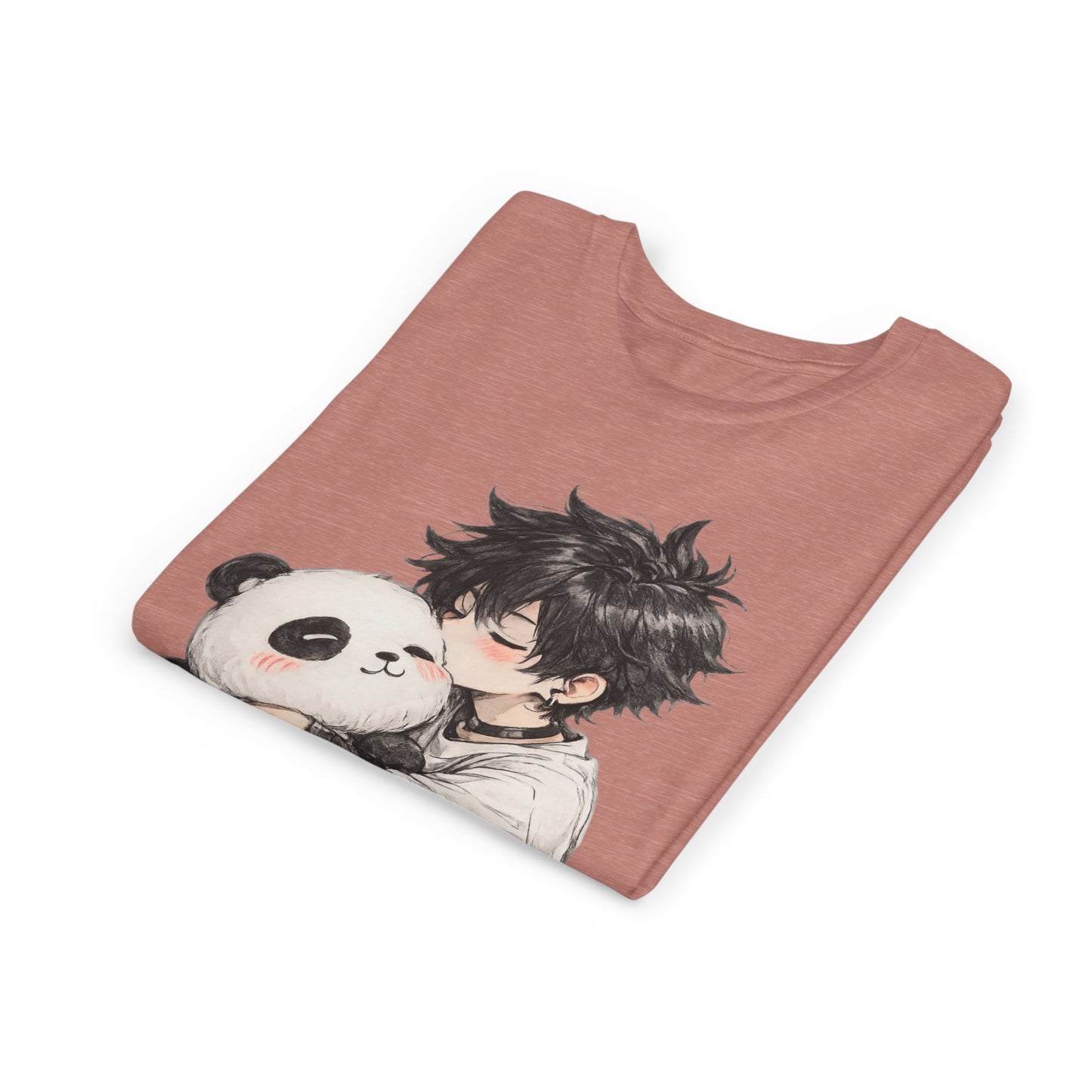 Youth Tee — Cute Anime Boy Hugging Panda Graphic