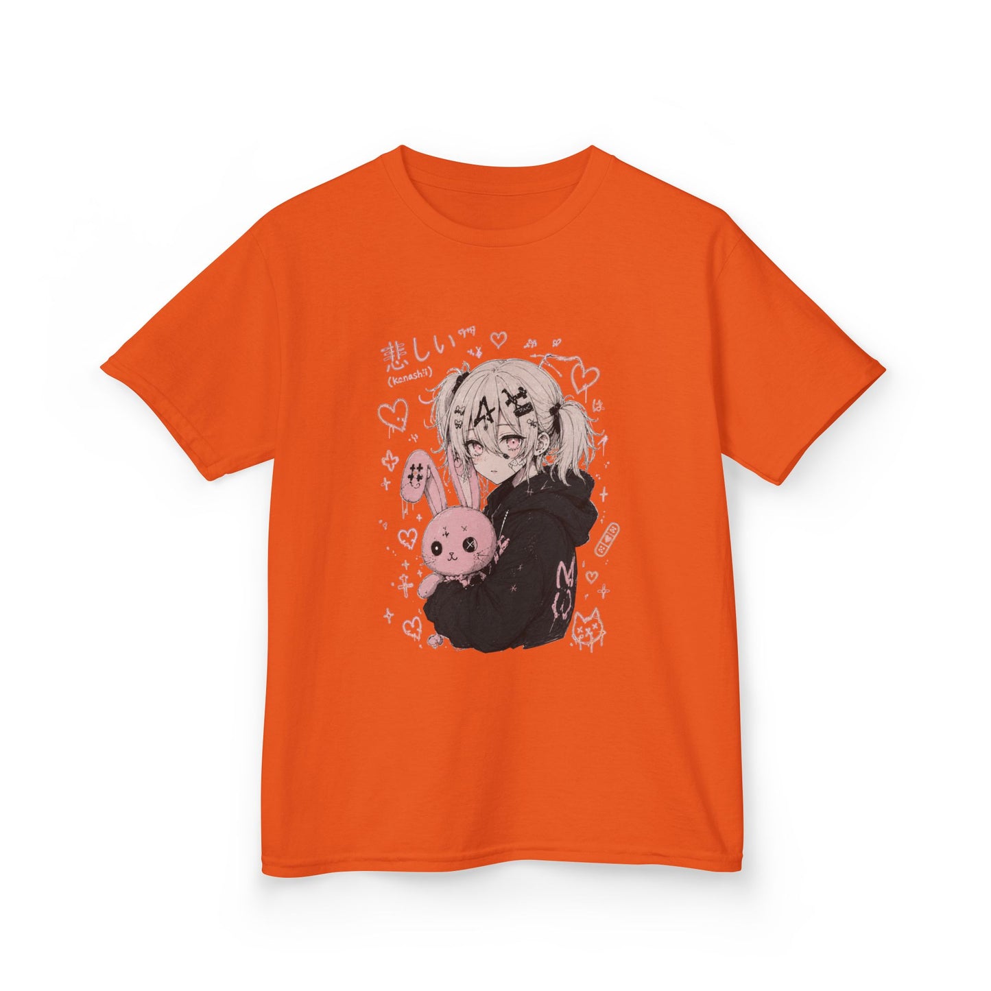 Kids Anime Bunny Graphic Tee — Kawaii Sad Girl Design