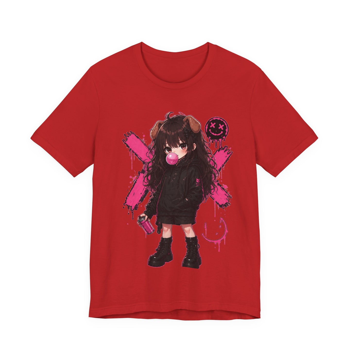 Cute Gothic Bunny Anime T-Shirt – Pastel Streetwear Graphic Tee