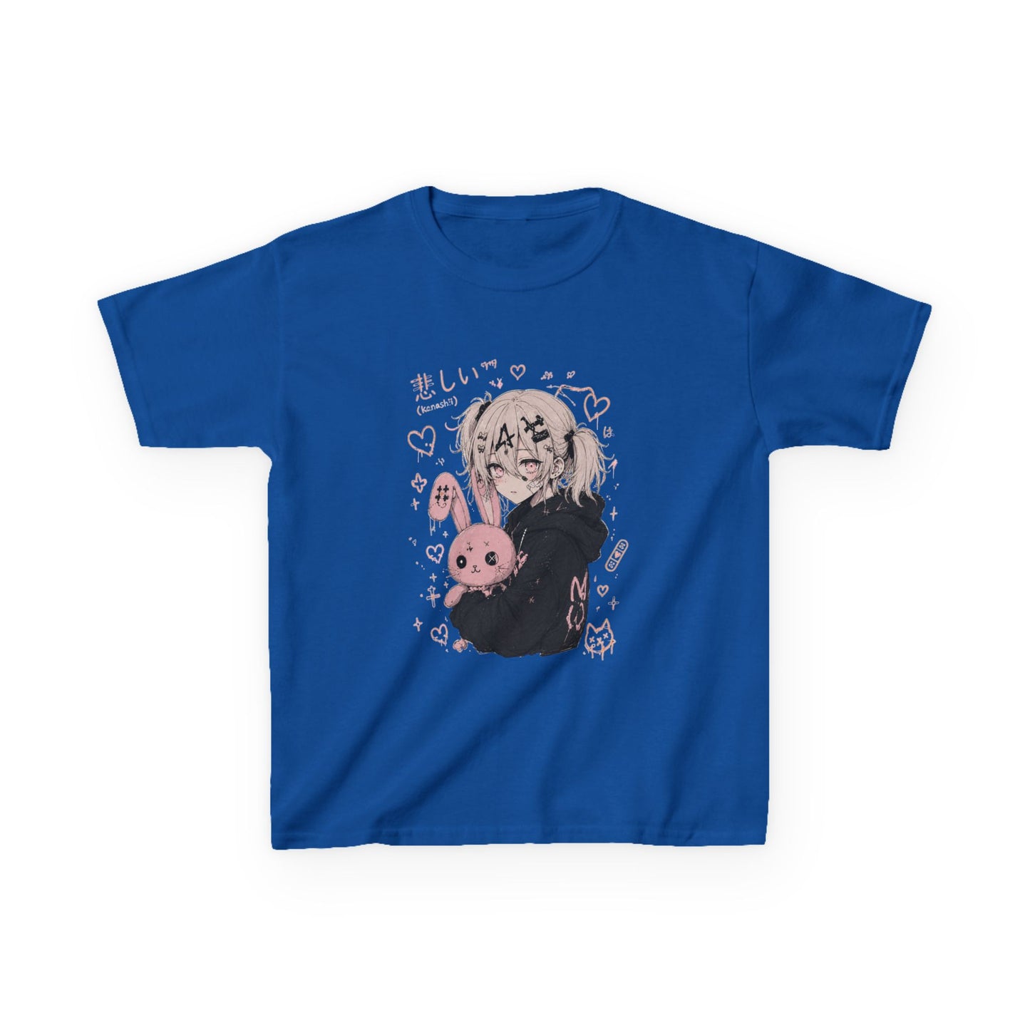 Kids Anime Bunny Graphic Tee — Kawaii Sad Girl Design
