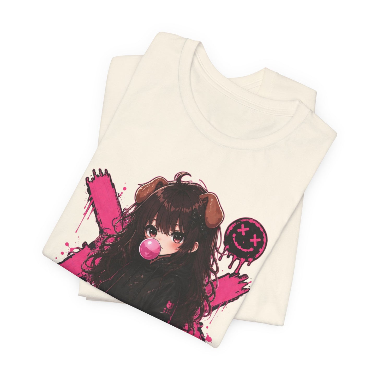 Cute Gothic Bunny Anime T-Shirt – Pastel Streetwear Graphic Tee
