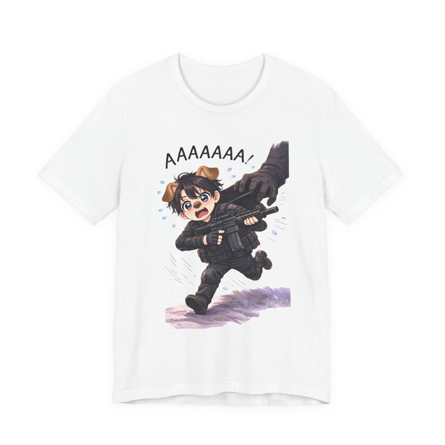 Chibi Soldier 'AAAAAA' Graphic Tee - Cute Military Humor T-Shirt