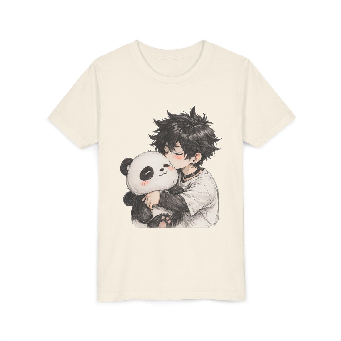 Youth Tee — Cute Anime Boy Hugging Panda Graphic