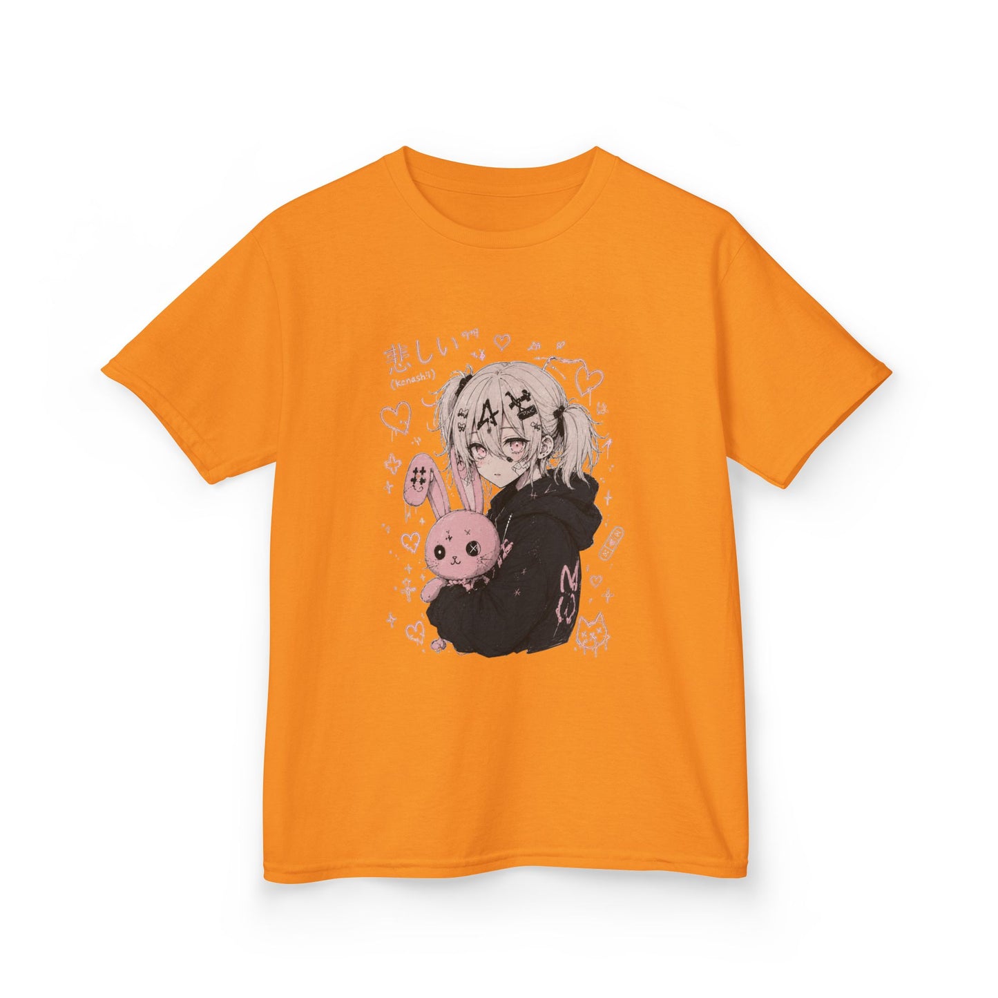 Kids Anime Bunny Graphic Tee — Kawaii Sad Girl Design