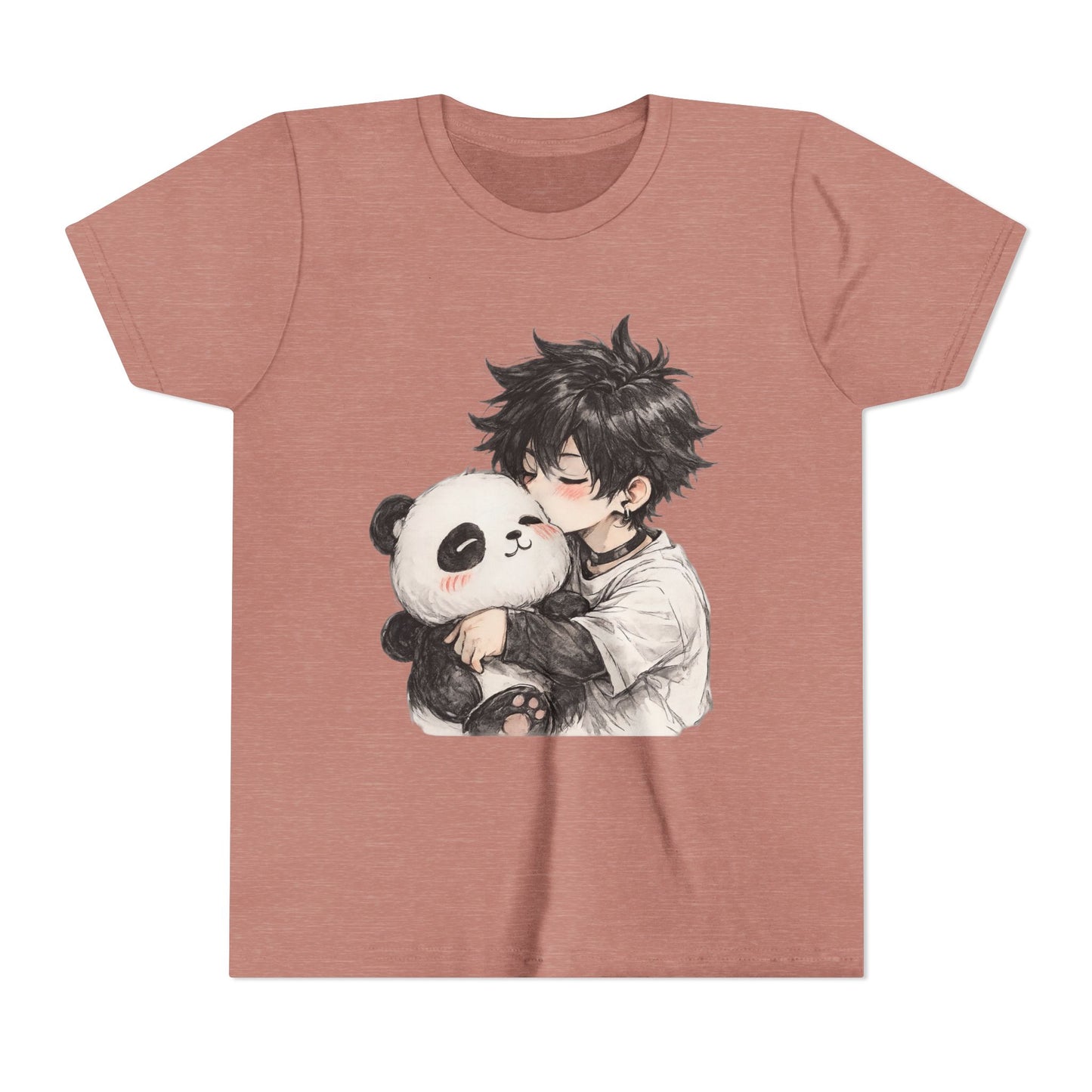 Youth Tee — Cute Anime Boy Hugging Panda Graphic