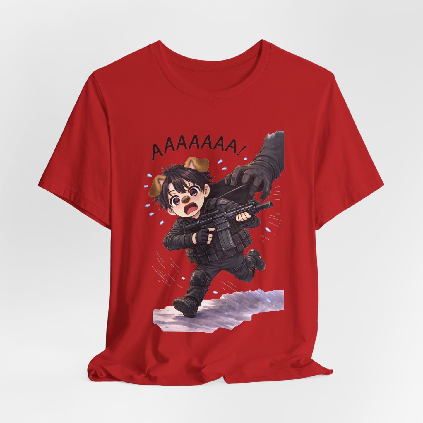 Chibi Soldier 'AAAAAA' Graphic Tee - Cute Military Humor T-Shirt