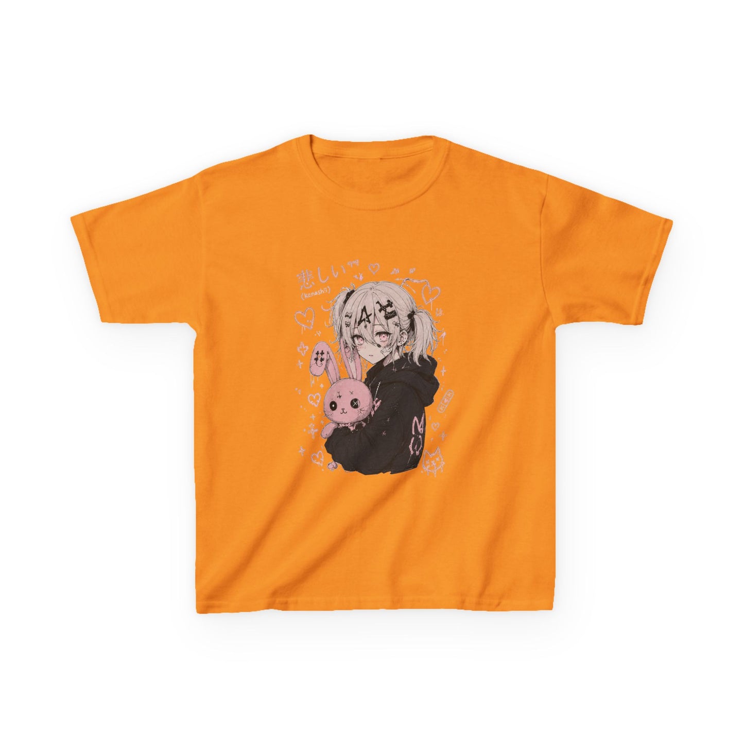 Kids Anime Bunny Graphic Tee — Kawaii Sad Girl Design