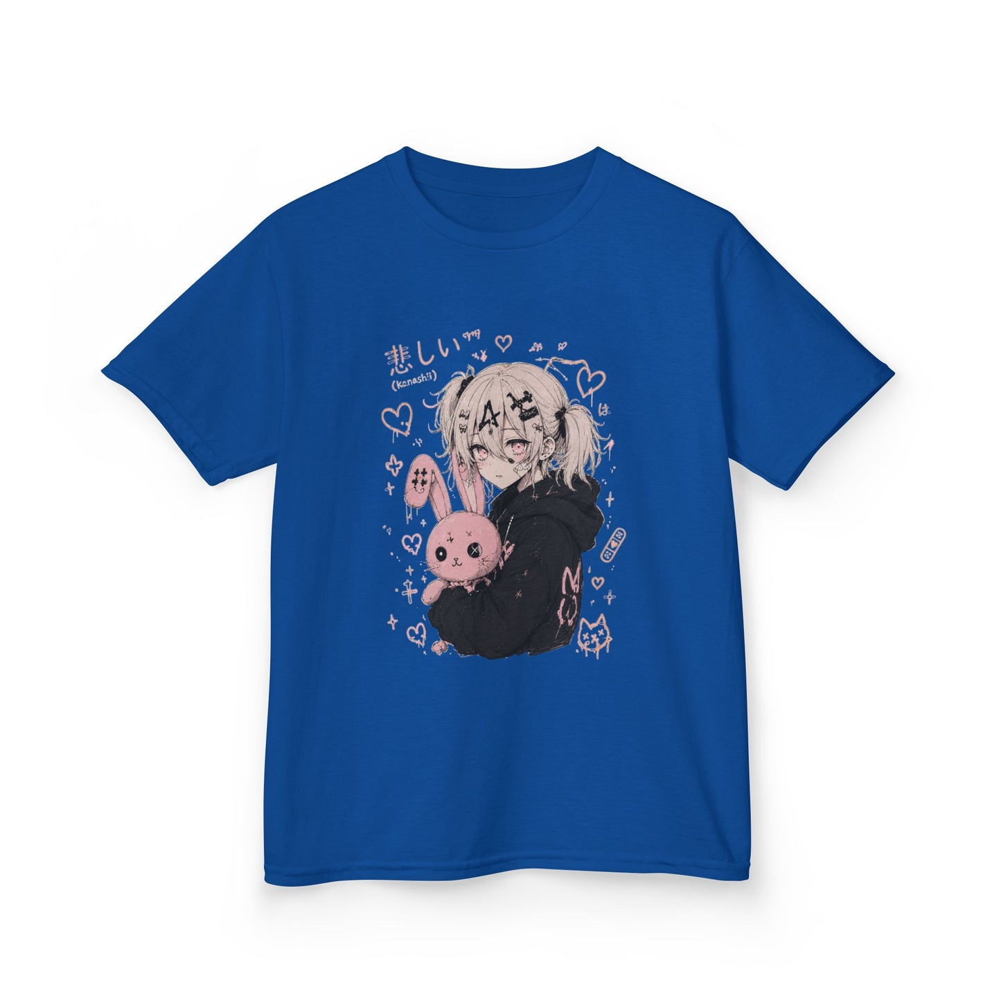Kids Anime Bunny Graphic Tee — Kawaii Sad Girl Design