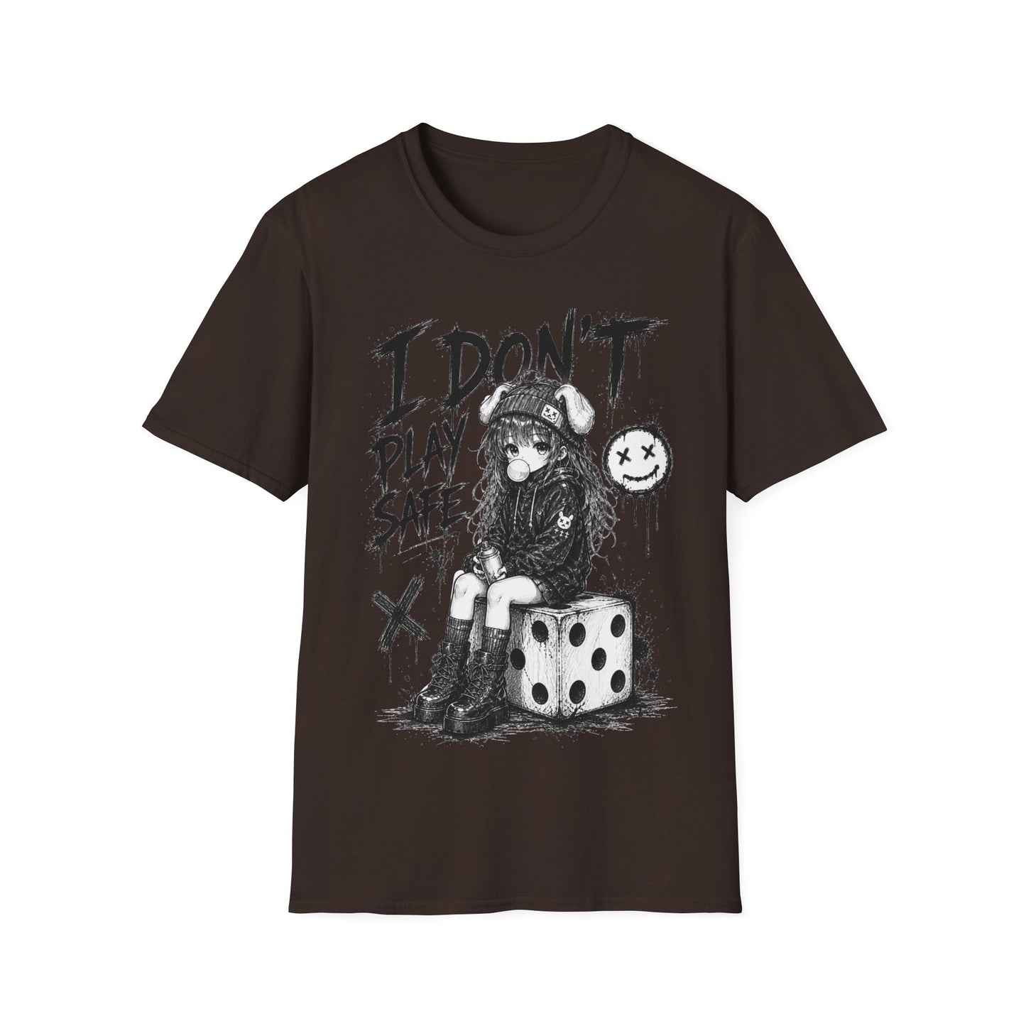 I Don't Play Safe Graphic T-Shirt – Edgy Dice Grim Reaper Streetwear Tee