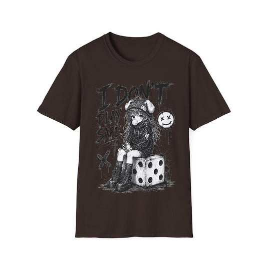 I Don't Play Safe Graphic T-Shirt – Edgy Dice Grim Reaper Streetwear Tee