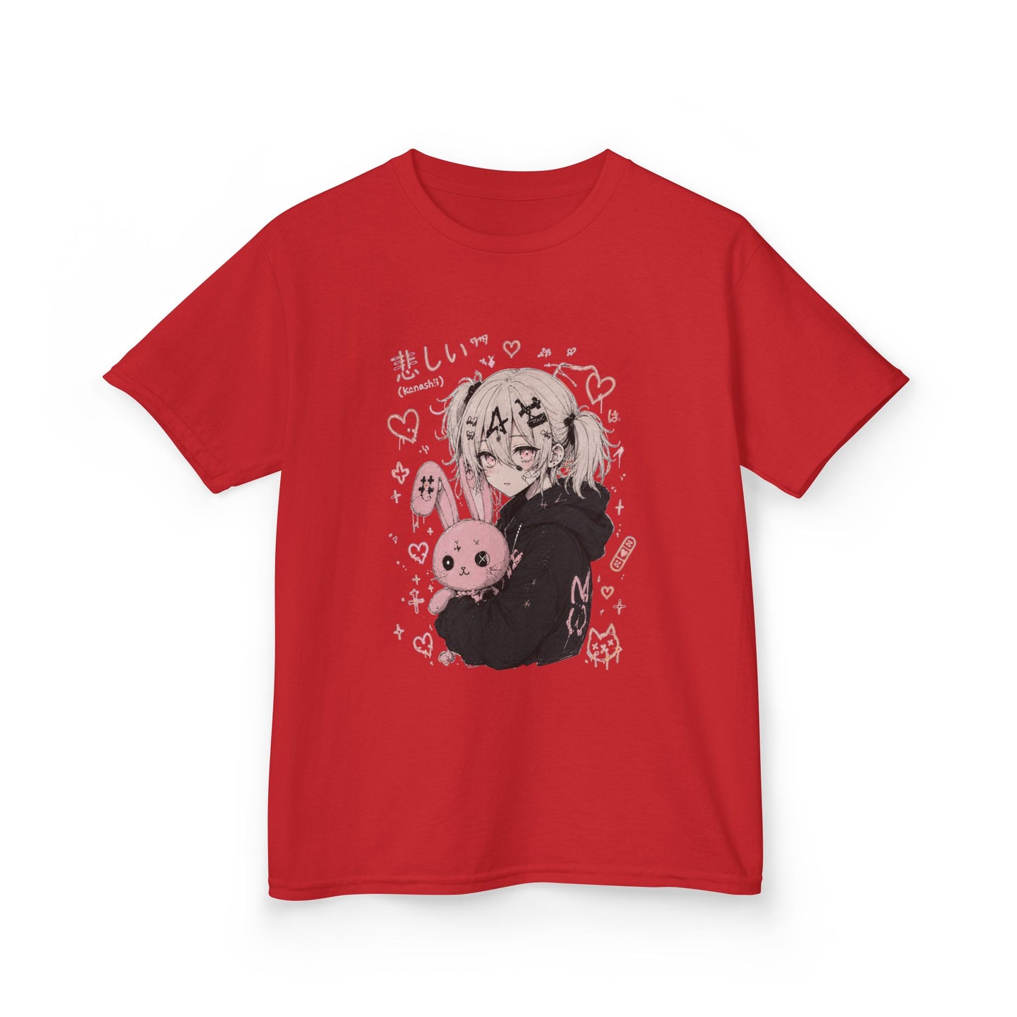 Kids Anime Bunny Graphic Tee — Kawaii Sad Girl Design