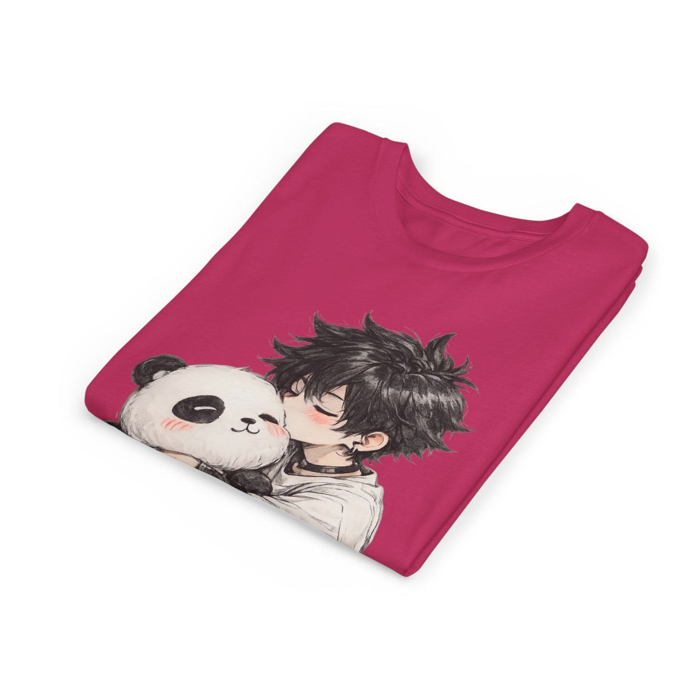Youth Tee — Cute Anime Boy Hugging Panda Graphic