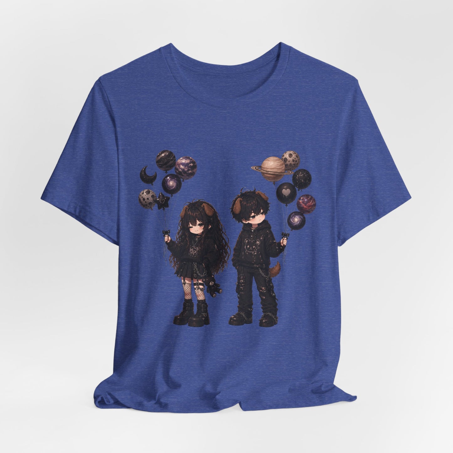 Gothic Kids with Planet Balloons T-Shirt