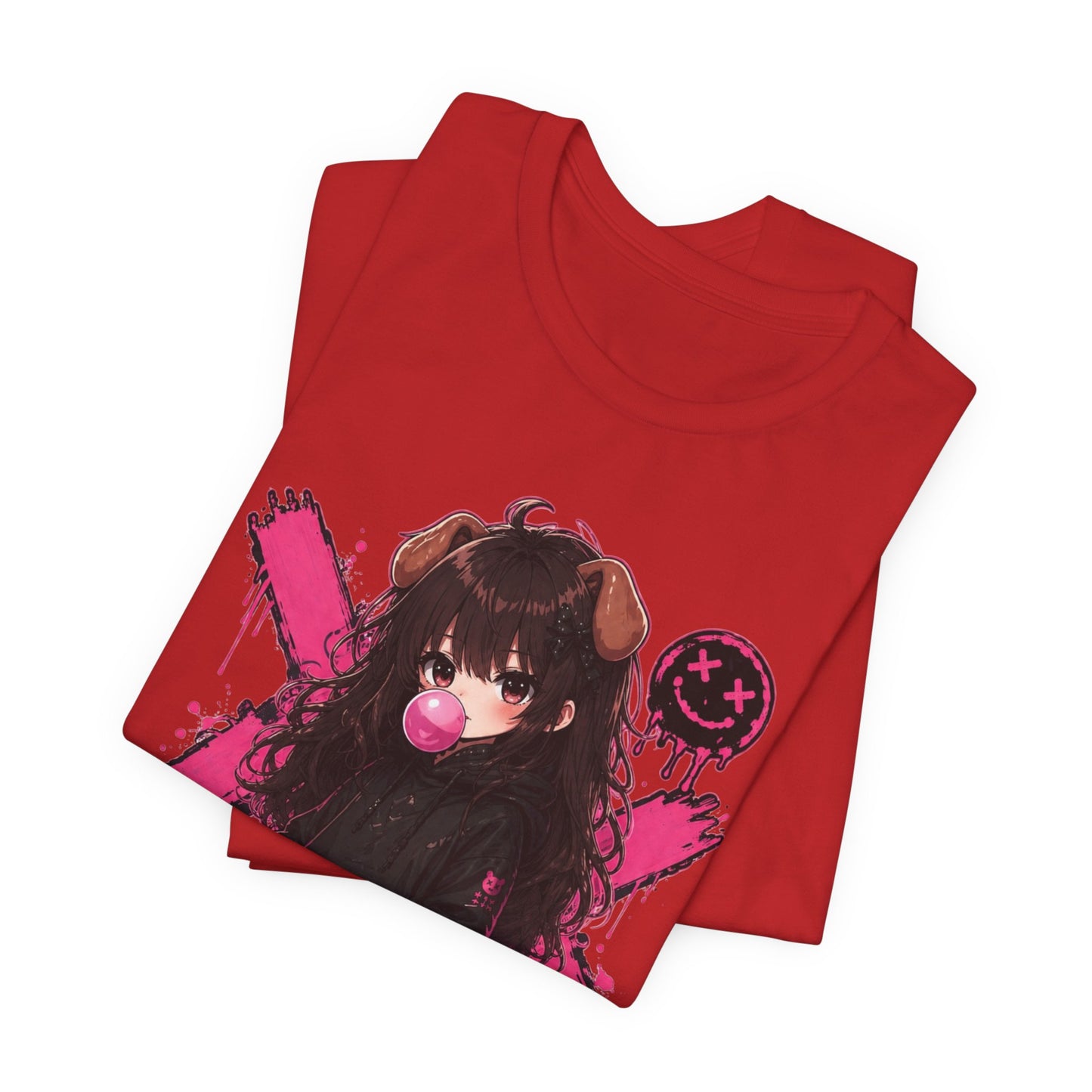 Cute Gothic Bunny Anime T-Shirt – Pastel Streetwear Graphic Tee
