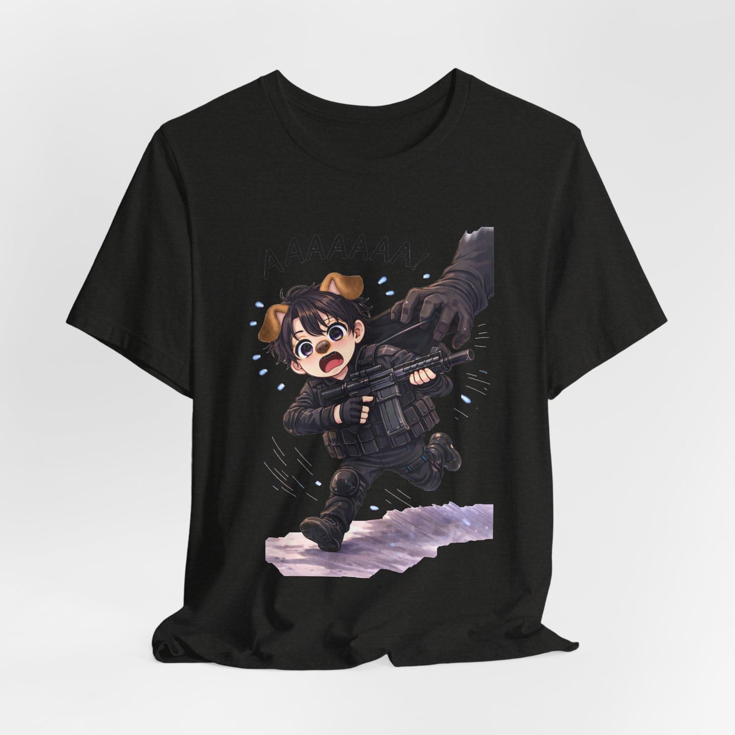 Chibi Soldier 'AAAAAA' Graphic Tee - Cute Military Humor T-Shirt