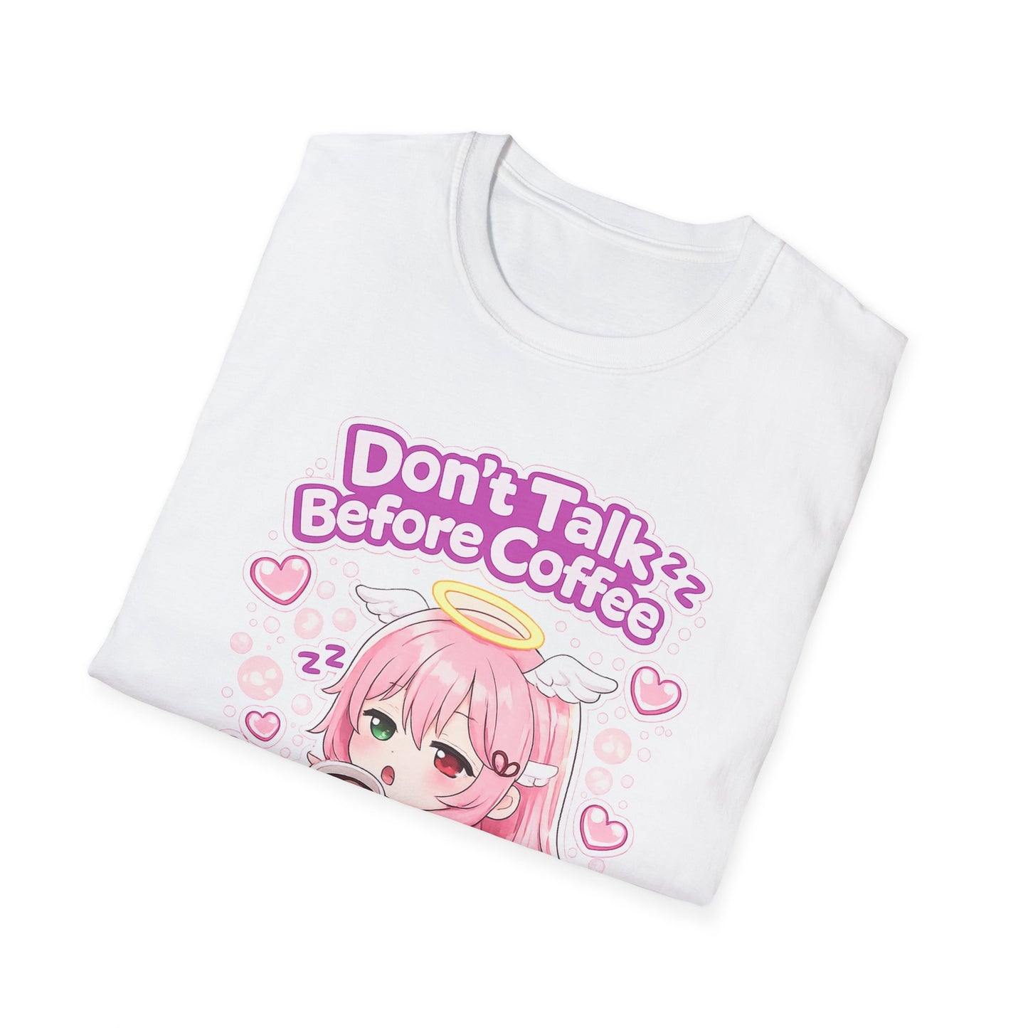 Don't Talk Before Coffee T-Shirt — Cute Pink Anime Girl Coffee Tee