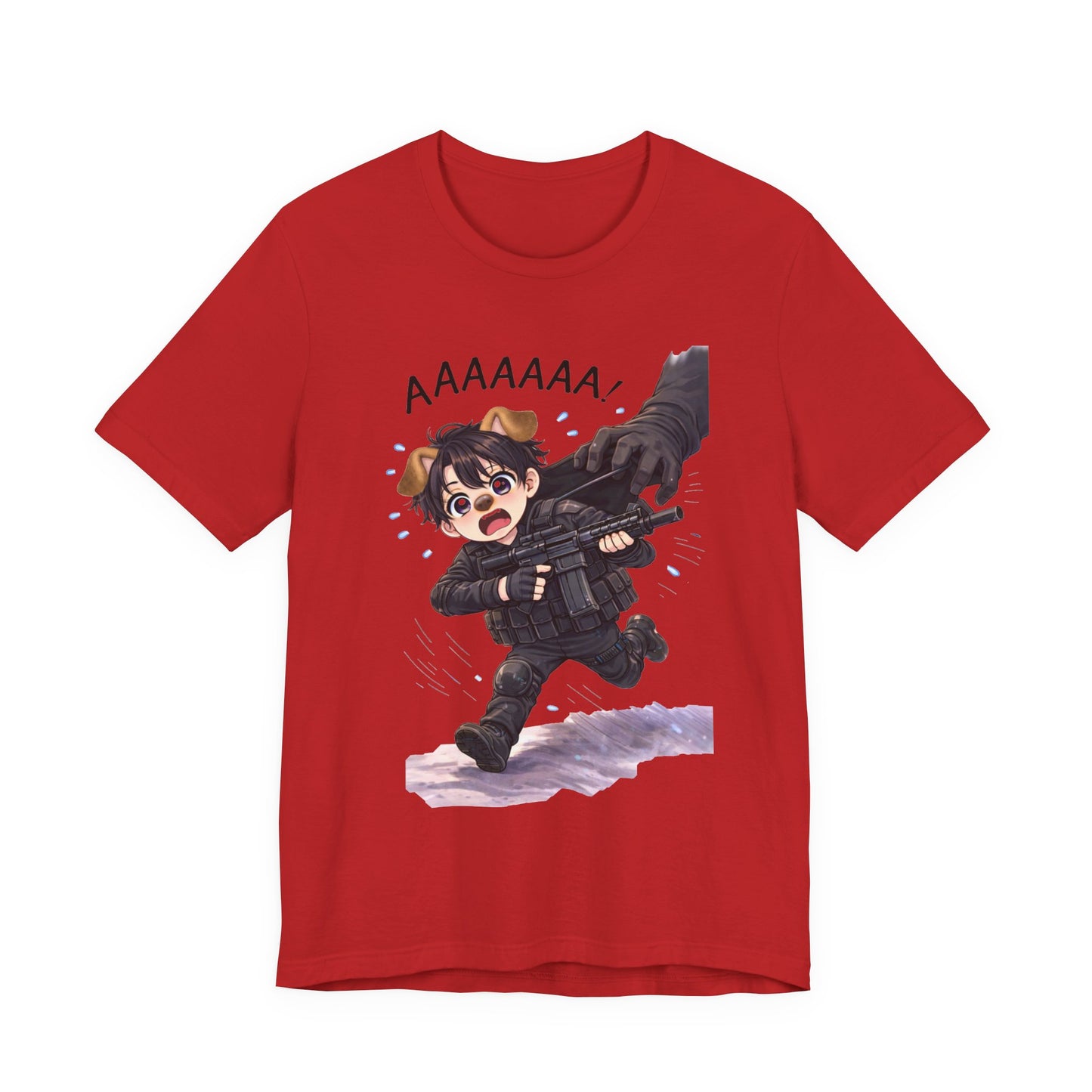 Chibi Soldier 'AAAAAA' Graphic Tee - Cute Military Humor T-Shirt