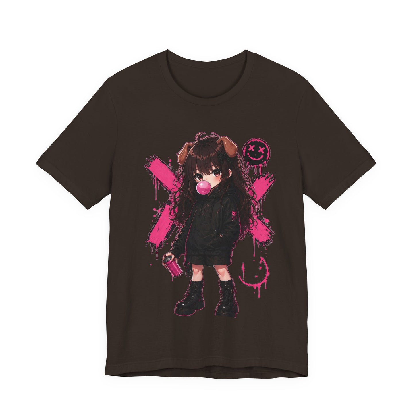 Cute Gothic Bunny Anime T-Shirt – Pastel Streetwear Graphic Tee